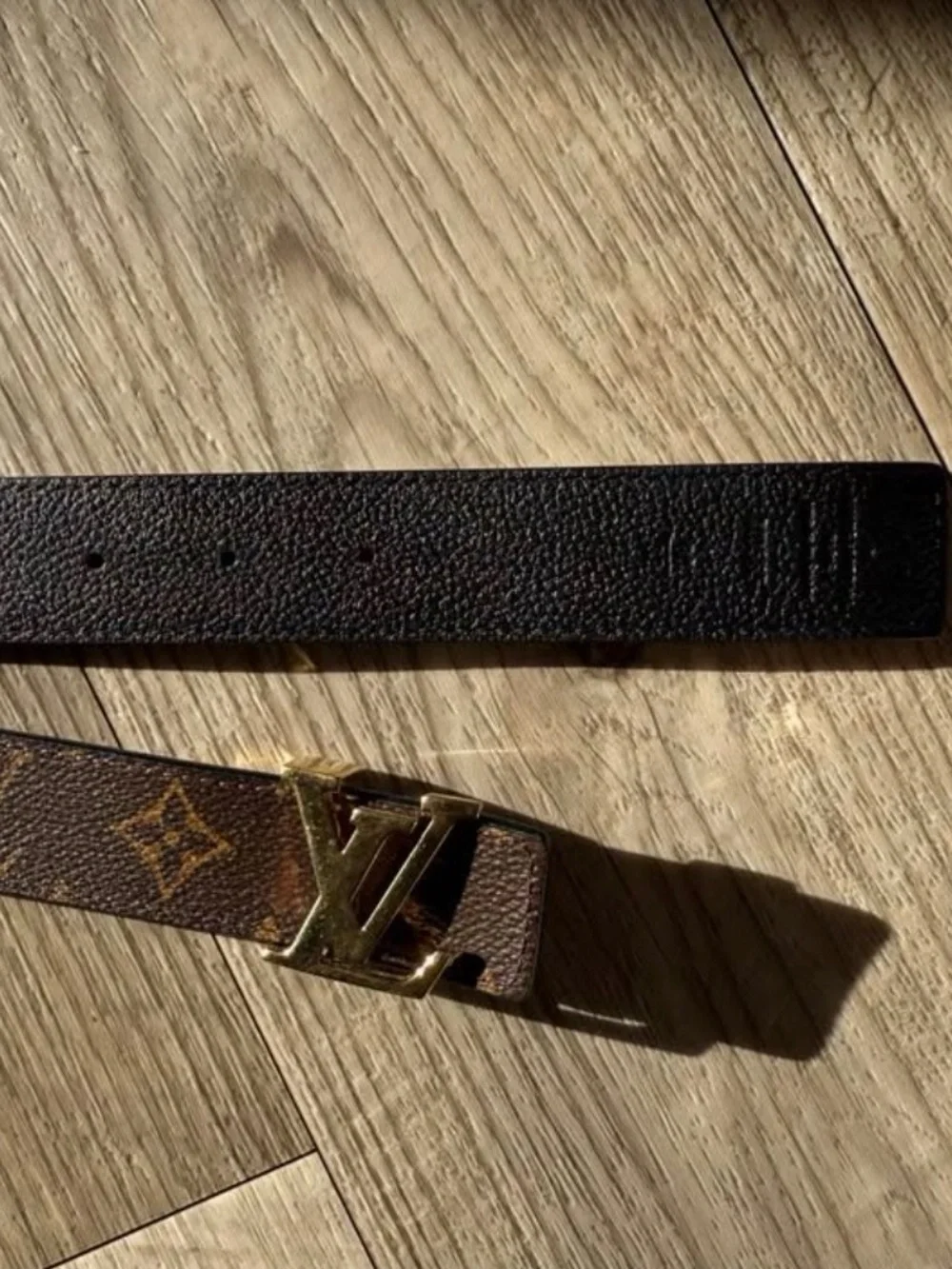 Louis Vuitton Monogram Reversible Belt in Brown & Black with Gold Buckle